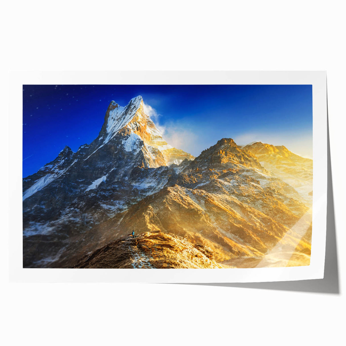 Rolled print of Everest scenery with muted earth tones, ideal for art wall dining room.
