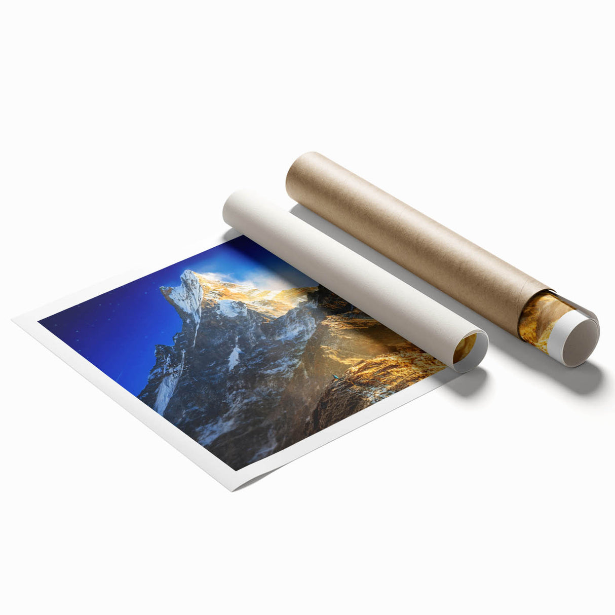 Extra large rolled print of Mount Everest in soft morning light, ideal for classy bathroom wall art.