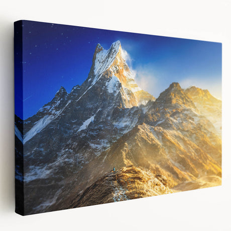 Mount Everest landscape in muted earth tones on stretched canvas, suitable for kitchen wall art.