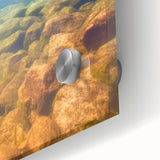 Large abstract wall art depicting a scenic Nepalese landscape in muted earth tones on acrylic glass.