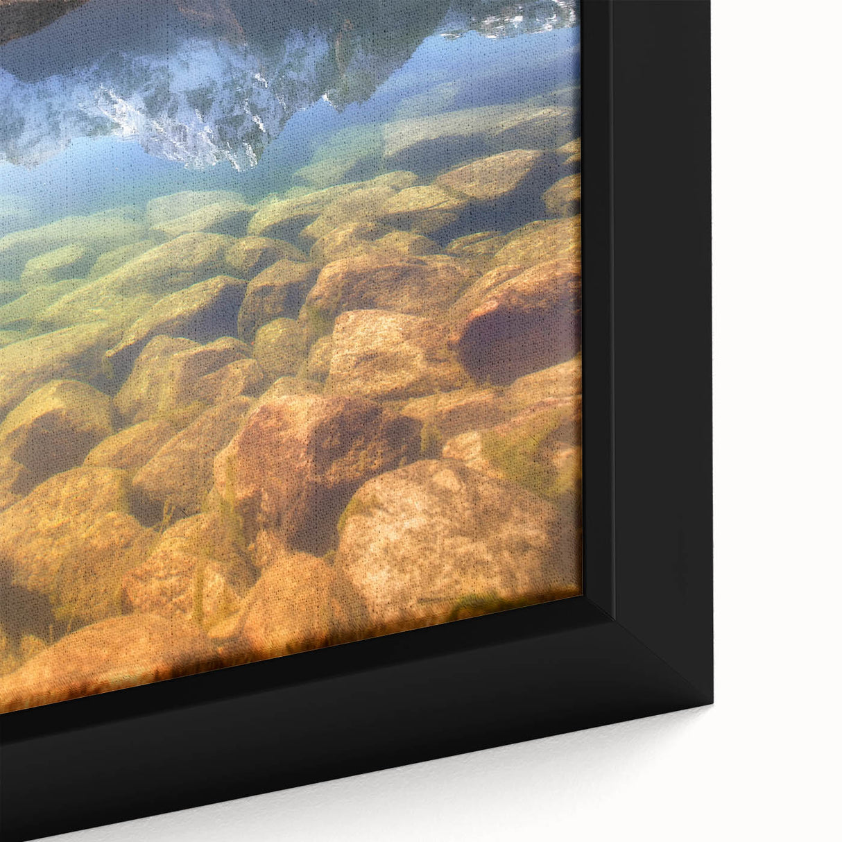 Black wall art featuring a textured, colorful Nepalese landscape on a framed canvas, ideal for living room decor.