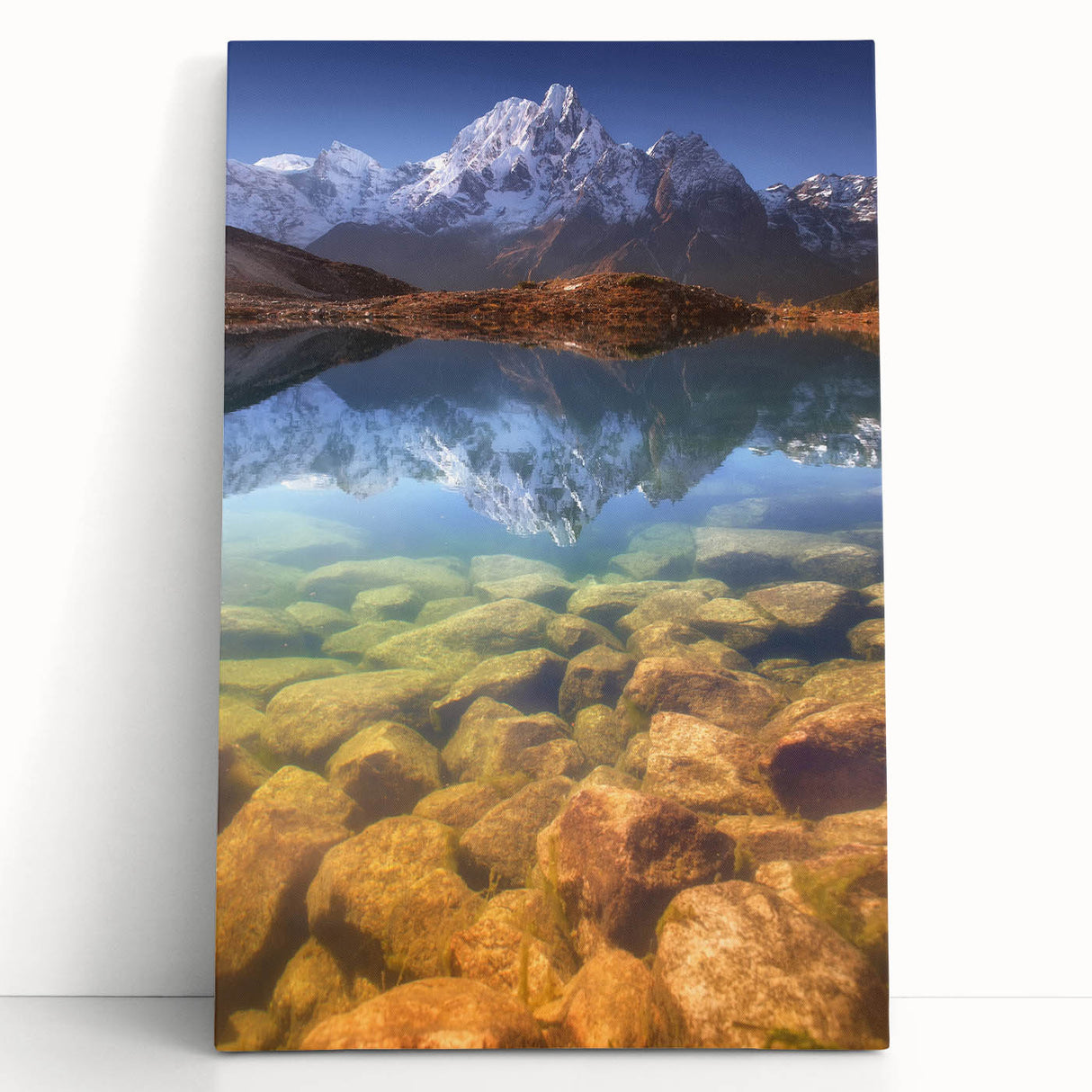 Black and white stretched canvas of a Nepalese landscape, ideal for kitchen wall art or bedroom ambiance.