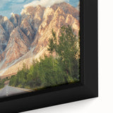 Framed canvas featuring a textured, colorful depiction of a Pakistani landscape, ideal for extra large living room wall art.