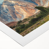 Art deco poster of a Pakistani landscape in muted earth tones on rolled canvas, suitable for dining room decor.