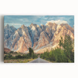 Black and white photograph of a bustling Pakistani market printed on large stretched canvas, suitable for kitchen wall art.