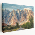 Landscape painting of the Pakistan scenery on a large stretched canvas, featuring earthy tones, ideal for kitchen wall art.