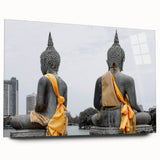 Large abstract wall art of a Sri Lankan landscape in vibrant greens and blues on acrylic glass.