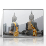 Art deco poster of a Sri Lankan landscape in muted greens and blues, framed acrylic, ideal for modern art wall decor.