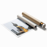 Extra large rolled print of a serene Sri Lankan landscape with lush florals in soft green and blue tones.