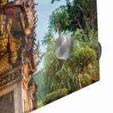 Large abstract wall art depicting a Taiwan scenery in muted earth tones on acrylic glass, ideal for dining room art.