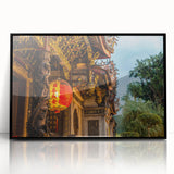 Large abstract wall art depicting a Taiwanese landscape in muted earth tones on a framed acrylic.