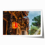 Extra large rolled print of a serene Taiwanese landscape with lush greenery and soft pastel hues.