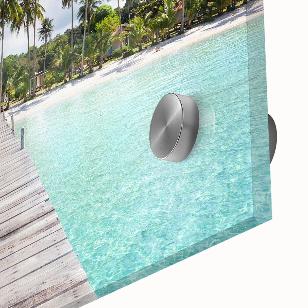 Large abstract wall art depicting a serene Thai landscape in muted earth tones on acrylic glass.
