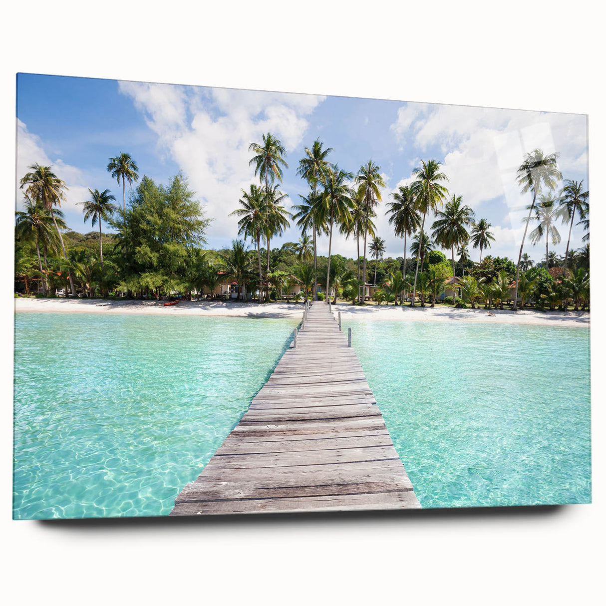 Large abstract wall art of a serene Thai landscape in soft blue and green hues, acrylic print.