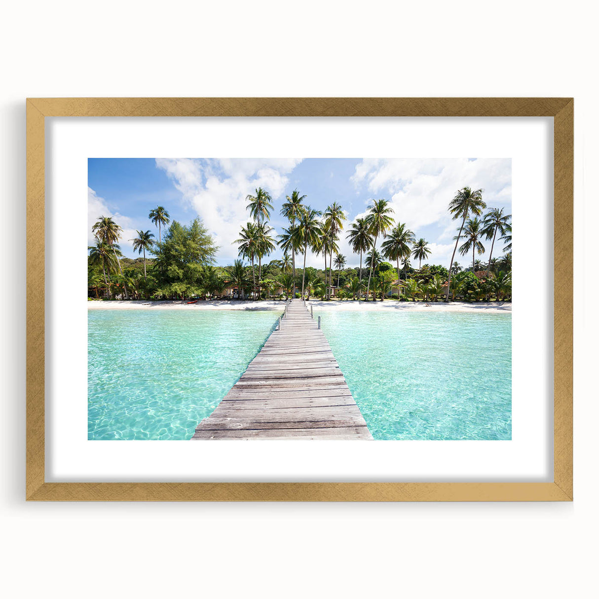 Extra large abstract art print of a textured Thai scenery in gold frame, ideal for living room decor.