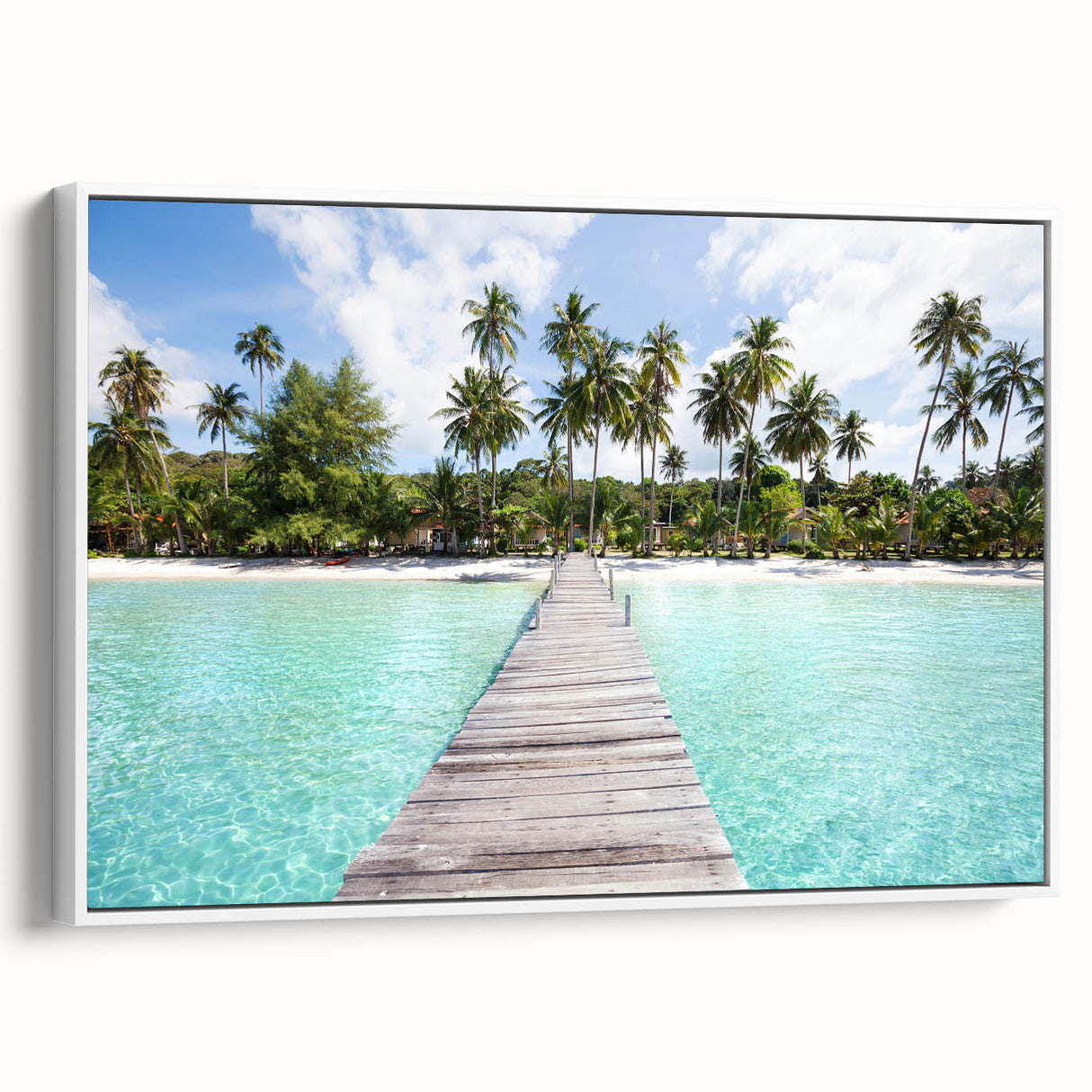 Vintage poster art of a scenic Thai landscape in vibrant colors, printed on a large framed canvas.