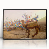 Large abstract wall art featuring a mid-century modernist style with a muted palette of gray and blue on framed acrylic.