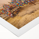 Art deco poster of a scenic Turkish landscape on rolled canvas, featuring muted earth tones, ideal for dining room wall art.