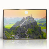 Framed acrylic print of a Vietnamese landscape in muted earth tones, ideal for modern nursery wall art.