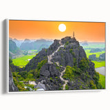 Vintage poster art of a scenic Vietnamese landscape on framed canvas, featuring vibrant, colorful imagery.