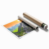Extra large rolled print of a Vietnamese landscape with vibrant green hues, ideal for bathroom or living room decor.