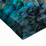 Black and white landscape art painting of the Great Barrier Reef on stretched canvas, suitable for bedroom wall art.