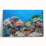 Black and white wall art of the Great Barrier Reef on stretched canvas, suitable for kitchen or bedroom.
