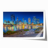 Extra large rolled print of Perth, Australia scenery with vibrant green and blue tones, ideal for art wall dining room.