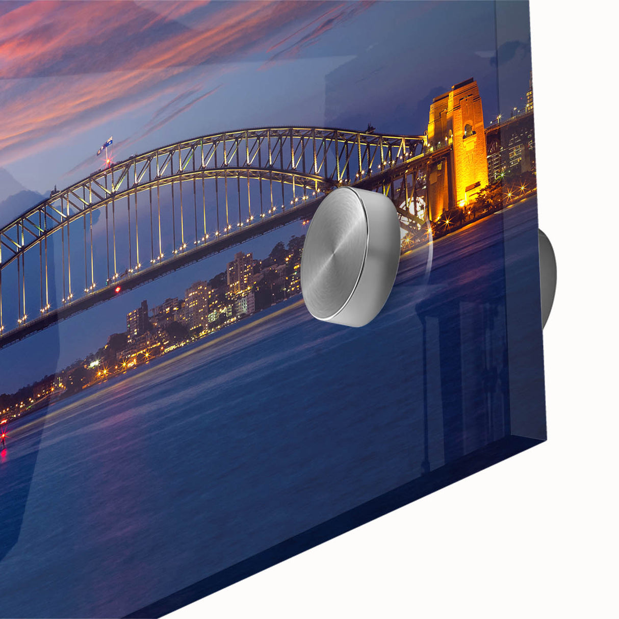 Large abstract depiction of Sydney scenery in muted earth tones on acrylic glass, suitable for dining room art.