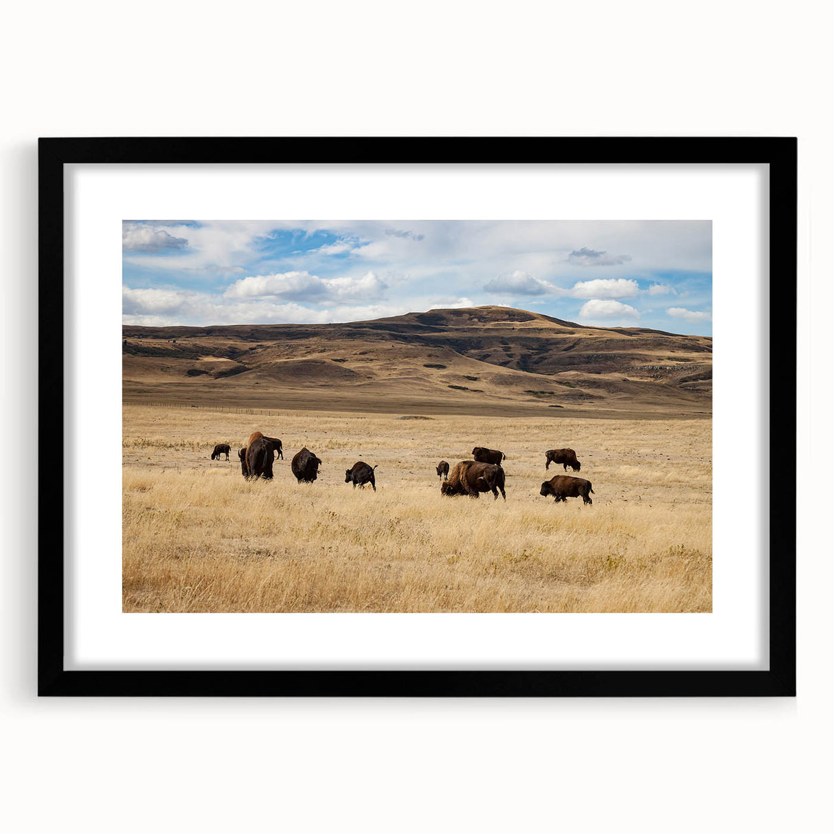 Abstract art print of a colorful textured scenery in Alberta, Canada on a large framed canvas, ideal for living room decor.
