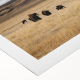 Art deco poster of Alberta, Canada scenery on rolled canvas, featuring muted earth tones, ideal for dining room wall art.
