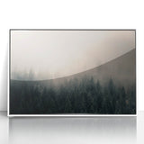 Acrylic print of a serene British Columbia landscape in soft pastels, framed in white, suited for modern nursery decor.