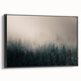 Framed canvas featuring a black and white landscape of British Columbia, ideal for bedroom wall decor.