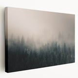 Scenic view of British Columbia on a stretched canvas, featuring deep blue and green tones, ideal for kitchen wall art.