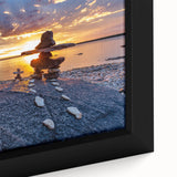 Extra large framed canvas featuring a textured depiction of Manitoba scenery in black with colorful art accents.