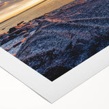 Art deco poster featuring a serene Manitoba landscape in muted green and blue tones, ideal for dining room wall art.