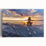 Black and white photo of Manitoba scenery on large stretched canvas, suitable for kitchen wall art.
