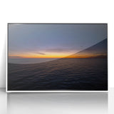 Art deco poster featuring a serene New Brunswick landscape in pastel shades, framed in white acrylic.