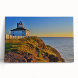 Black and white stretched canvas of Newfoundland scenery, ideal for kitchen wall art or bedroom ambiance.