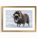 Extra large abstract art print depicting a textured scenery of the Northwest Territories, in muted earth tones.