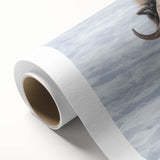 Art deco poster of Northwest Territories scenery in muted earth tones on rolled canvas, ideal for nursery wall art.