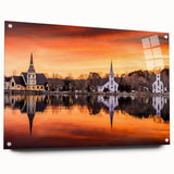 Acrylic print of a Nova Scotia landscape in muted blues and greens, suitable for dining room or bedroom decor.