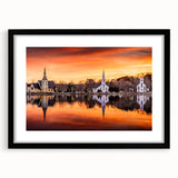 Abstract art print of colorful, textured scenery in Nova Scotia on a large framed canvas, ideal for living room decor.