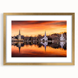 Extra large abstract art print of a textured Canadian landscape in gold frame, ideal for living room decor.