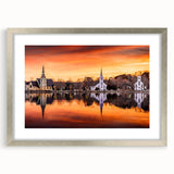 Textured abstract art print of Nova Scotia scenery in muted gray tones, framed in silver, ideal for bedroom wall decor.