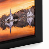 Framed canvas of a textured Nova Scotia scenery in black with vibrant color accents, ideal for living room decor.