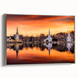 Framed canvas of a vintage-style Nova Scotia landscape, featuring muted earth tones.