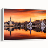 Framed canvas vintage poster art depicting a colorful Nova Scotia scenery, ideal for living room decor.