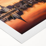 Art deco poster of Nova Scotia scenery in muted blue and green tones on rolled canvas, suitable for dining room wall art.