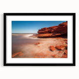 Colorful abstract art print of a scenic view, textured appearance on a large framed canvas, ideal for living room decor.